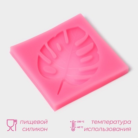 Mold Dolyana "Leaf. Tropics", silicone, 6.5 × 6.5 cm, pink color-1