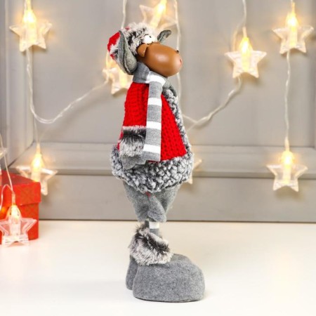 Interior doll "Losik in a red fur coat and cap" 34 cm-3