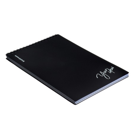 Notepad for spirals A5, 80 sheets, cage, Erichkrause "Words", black, plastic cover silk -screen covers, OFSET BELICT 100%, black-7
