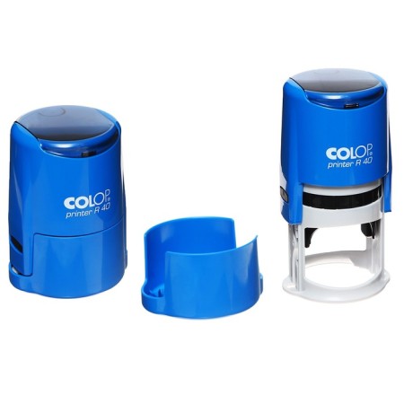Equipment for round printing automatic Colop Printer R40, diameter 41.5 mm, with a lid, blue body-1
