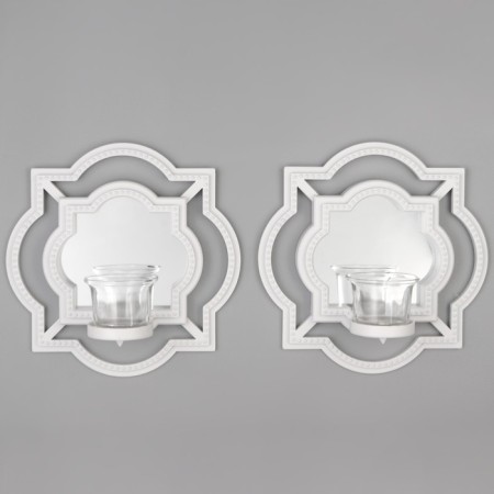 Climber Wall glass for 1 candle "Reflection" set 2 pcs D-4 cm white 8x20x20.5 cm-1