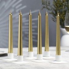 A set of antique candles, 1.9x 20 cm, 6 pieces, gold metallic