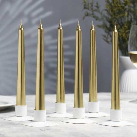 A set of antique candles, 1.9x 20 cm, 6 pieces, gold metallic