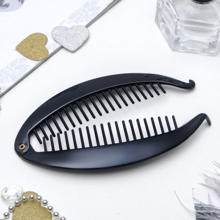 Hair banana "Classic" oval, 6.2x13.5 cm, black-1