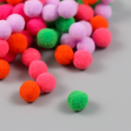 Pompons, 8 mm, 100 pcs/pack, 100% polyester, 5 colors in the assortment of 20 pcs-1