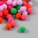 Pompons, 8 mm, 100 pcs/pack, 100% polyester, 5 colors in the assortment of 20 pcs