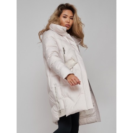 Coat insulated winter female, size 52, beige color-15