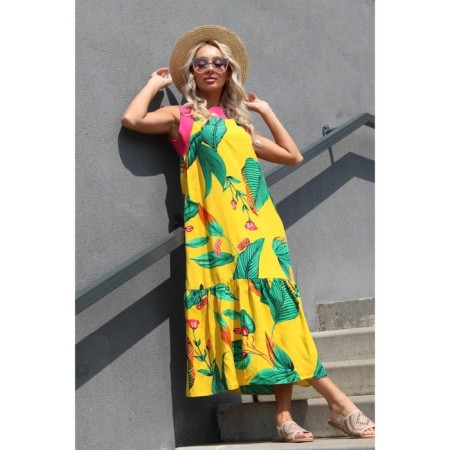 Women's dress, size 48, yellow color-2