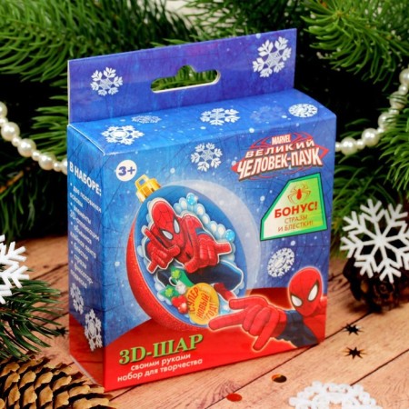 3D applique in the ball "New Year" 8 cm, Spider-Man-5