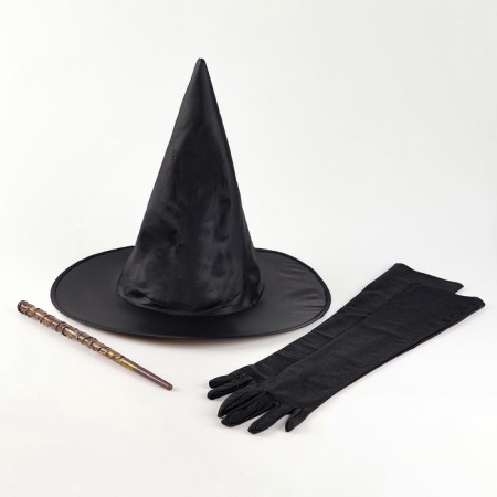 Carnival set "Lunar Witch": raincoat 120 cm, hat, gloves, wand-7