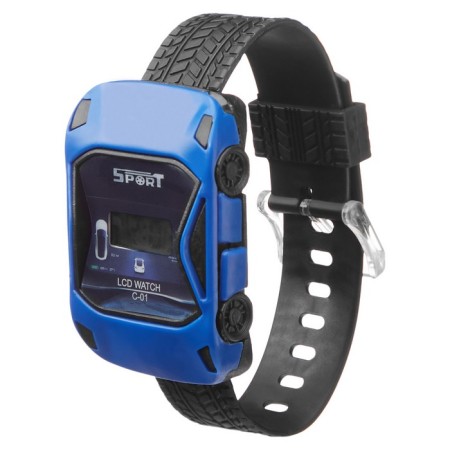 Watch of washing electronic, children's, "racing machine", silicone strap, 22 cm, blue-1