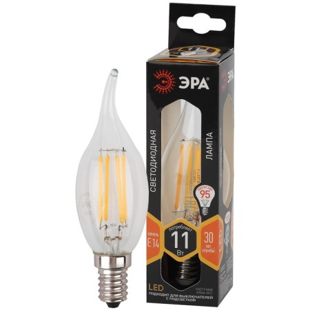 Filament era “candle in the wind”, 11 W, E14, 1430 lm, 2700k, glow warm white