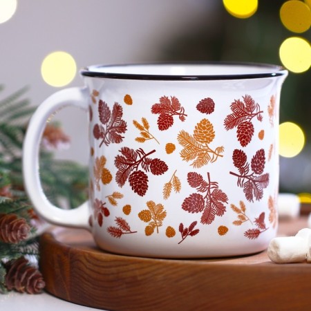 Ceramic "New Year's print" mug, 450 ml, white color-3