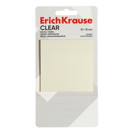 Block with a sticky edge plastic 75x75 mm, Erichkrause "Clear", 50 sheets, transparent-1