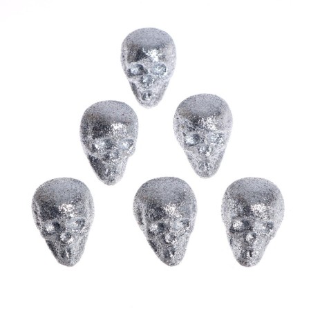 Figure for crafts and decor "Skull", set 6 pcs., Size 1 pcs: 4 × 4.5 × 4.5 cm, silver color-4