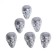 Figure for crafts and decor "Skull", set 6 pcs., Size 1 pcs: 4 × 4.5 × 4.5 cm, silver color