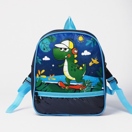 Children's backpack on a zipper, 1 outer pocket, insert mix, blue color-4