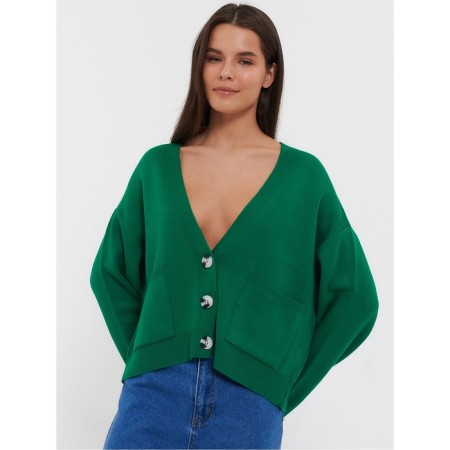 Cardigan female, dark green color, one size (42-46)