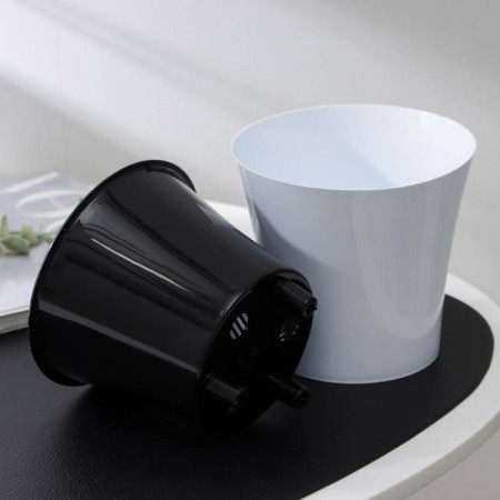 Kashpo for flowers with the insert "Art", 1.2 l, the color is white-black-3