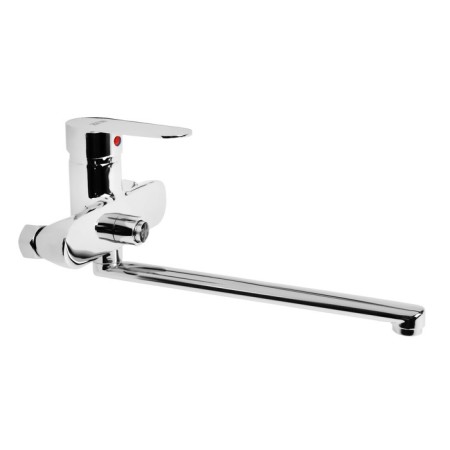 Bath mixer Zein Z2741, pour 30 cm, with a button, cartridge 35 mm, shower set, chrome-5