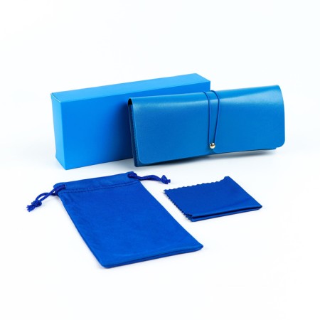 Set for glasses: case, cover, napkin, blue