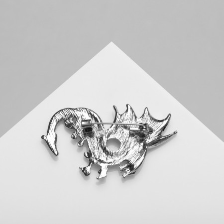 Brooch "Dragon" with a heart, color in silver-1