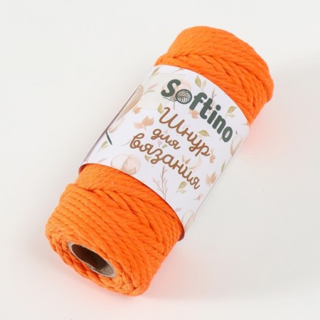 Knitting cord 100% cotton, width 3mm 25m 80g "orange" 4.5x4.5x10 cm-1