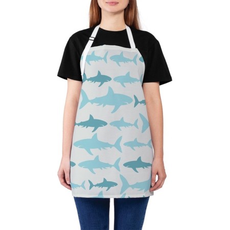 Apron of a kitchen with a photo print "Sharks are circling", adjustable, size OS