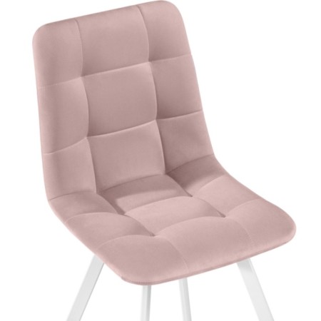 Stool on a metal frame chilli metal/velor, white/pink 43.5x50x87.5 cm-4