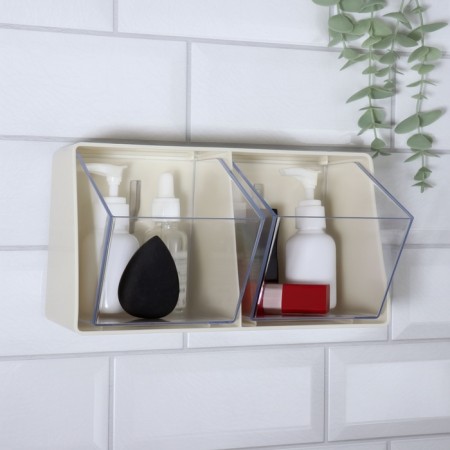 Organizer for storage, 2 sections, 22.5 × 13.5 × 12 cm, milk/transparent color-4