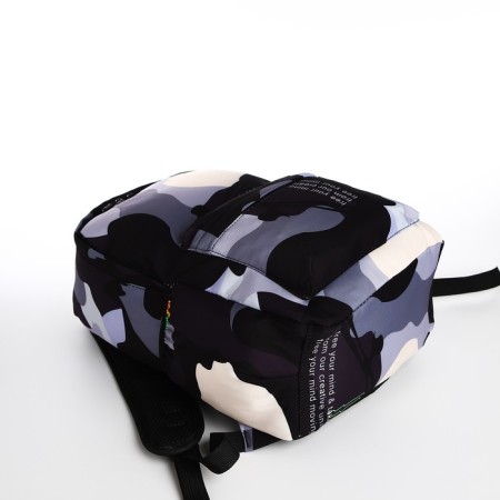 Youth backpack from textiles, 3 pockets, black/gray color-4