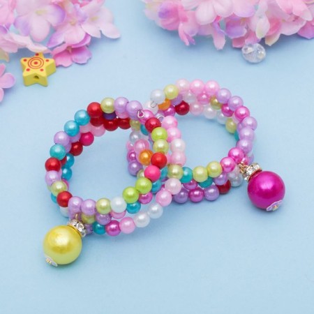 Bracelet Children's "chosen" pearls, 3 threads, color mix-2