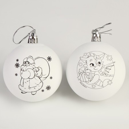 Set for creativity. New Year's balls for coloring "Gift time", D = 7 cm, 2 pcs-3