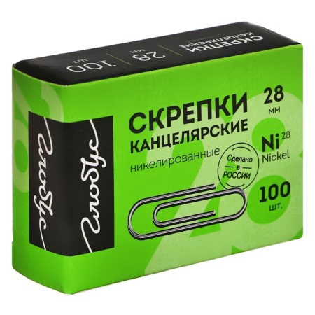 Office clips Globus, 100 pcs., 28 mm, nickel.-7