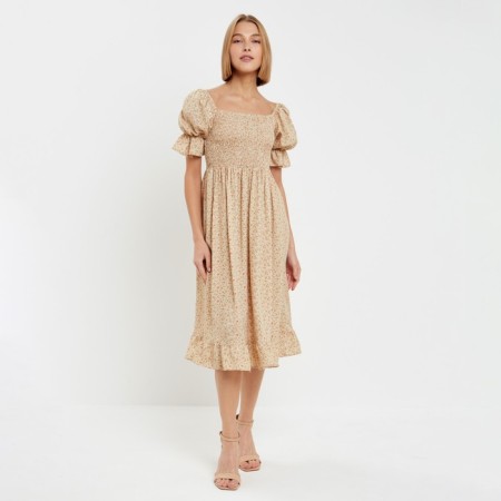 Women's dress minku: enjoy is beige color, size 48