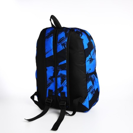 School backpack from textiles on lightning, 3 pockets, blue color-3