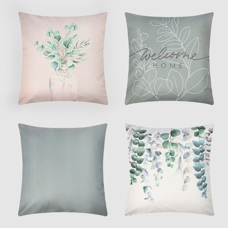 A set of decorative pillowcases "Eucalyptus" - 4 pcs, 40x40 cm, velor