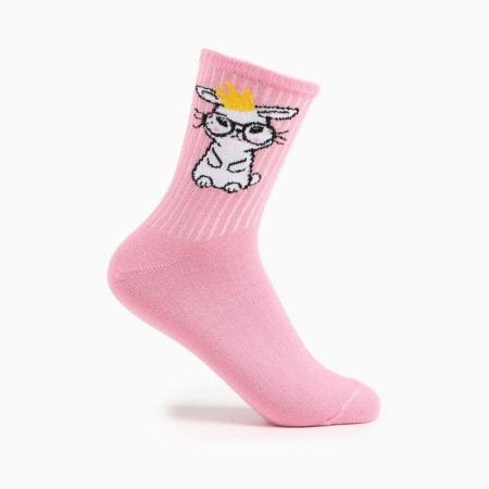 Women's socks "bunny", pink color, size 23-25