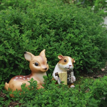 Garden figure "lying deer" from gypsum good souvenirs, 17cm, small, brown-1