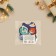 Congratulatory card "Happy New Year!" Snowman and cat, 8 x 9 cm, New Year