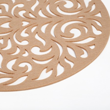 Napkin Decorative shade "Patterns" Beige color, D 30 cm, 100% p/e, felt-2