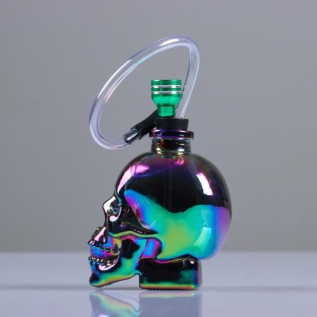 Glass Bong smoking, h-15 cm, "skull"-3