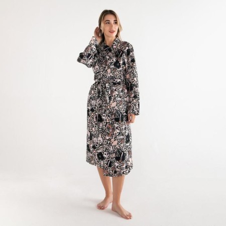Women's robe elongated Ethel "Leopard", size 54-56, waffle 200g/m2, cotton