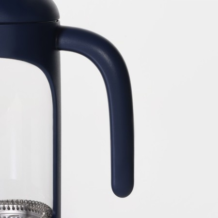 Teapot Hot French - Magistro press "Helsinki", 350 ml, glass, dark blue color-4