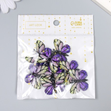 Decor for creativity Plastic "Butterfly, purple-yellow wings" 2.5x3.2 cm-3
