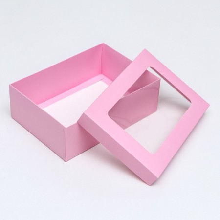 The box is folding, the lid is, with the window, the pink, 24 x 17 x 8 cm-3