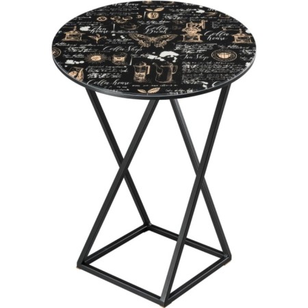 Gouring table Adanna Metal, Black/Coffee 48x48x62 cm
