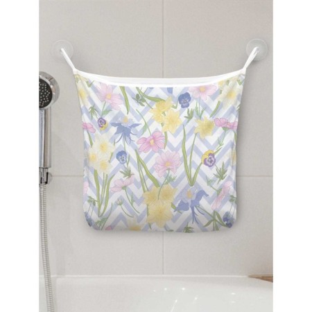 Organizer in a bath on suction cups "Flower zigzags", for storing toys and trifles, size 33x39 cm