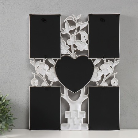 Photo frame plastic in 5 photos 10x15 13x12 "Cash tree" white with gold 45x35x2.5 cm-2