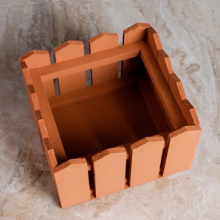 Kashpo wooden 18 × 18 × 14 cm "fence", brown give beautifully-1